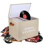 Lukeline Vinyl Record Storage Box, Decorative Moving Box for Records with Handles,LP Record Stora...