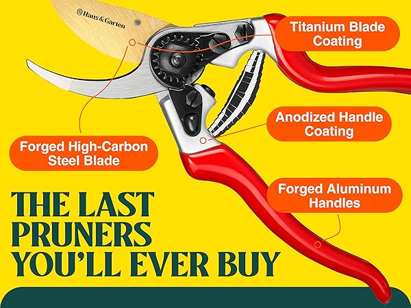 EnduroPRO bypass pruning shears, pruning scissors, pruner with ergonomic handle