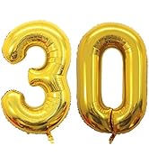GOER 42 Inch Gold 30 Number Balloons,Jumbo Foil Helium Balloons for 30th Birthday Party Decoratio...