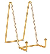 Decolore 6 inch 3 Pack Gold Metal Display Stands Plate Stands Plate Holder Display Stands for Pic...