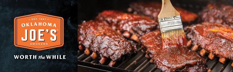 latex;gloves;brisket;oklahoma;joes;knife;image basting ribs on the grill;cart;prep;
