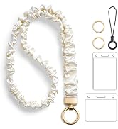 Stretchy Scrunchie Lanyard with ID Badges Holder, Retractable Keychain Holder for Women Teacher, ...