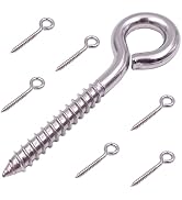 ZUSFUL 6-Pack 304 Stainless Steel Screw Eyes 3.2", Heavy Duty Screw in Eye Hooks Ring for Yoga, S...