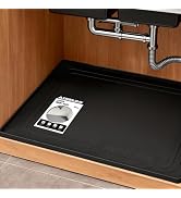 Aisslro Under Sink Mat 25" X 19", Waterproof Silicone Under Sink Mats for Kitchen, Anti-Leak Shel...