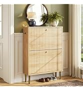 Nicetree Shoe Storage Cabinet for Entryway Ultra Slim Shoe Cabinet with Tiered Fluted Design - Mo...