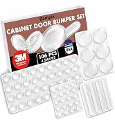 Bampix Cabinet Bumpers Clear Silicone Pads for Quiet Closing - Strong Self Adhesive Furniture Bum...