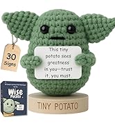 Handmade Baby Yoda Positive Crochet with 30 Fun Affirmations - Funny Friendship Gift for Christma...