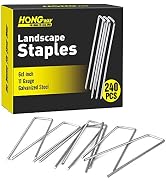 HongWay 240pcs Landscape Staples, 6 Inch 11 Gauge Fabric Stakes Galvanized Garden Staples and U-S...