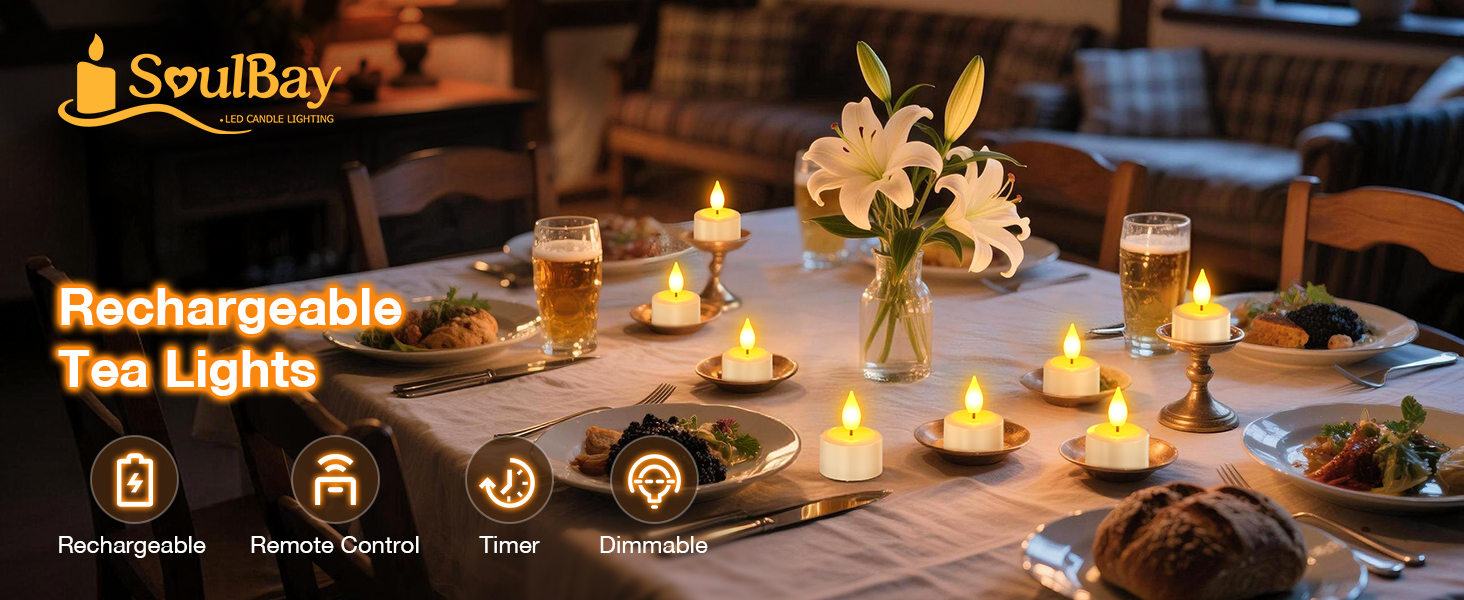 Flameless Rechargeable LED Tea Lights Candle with remote