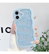 QLTYPRI Cute Bow Case for iPhone 16, Clear Ribbon Bow Pattern Curly Wave Edge Aesthetic Transpare...