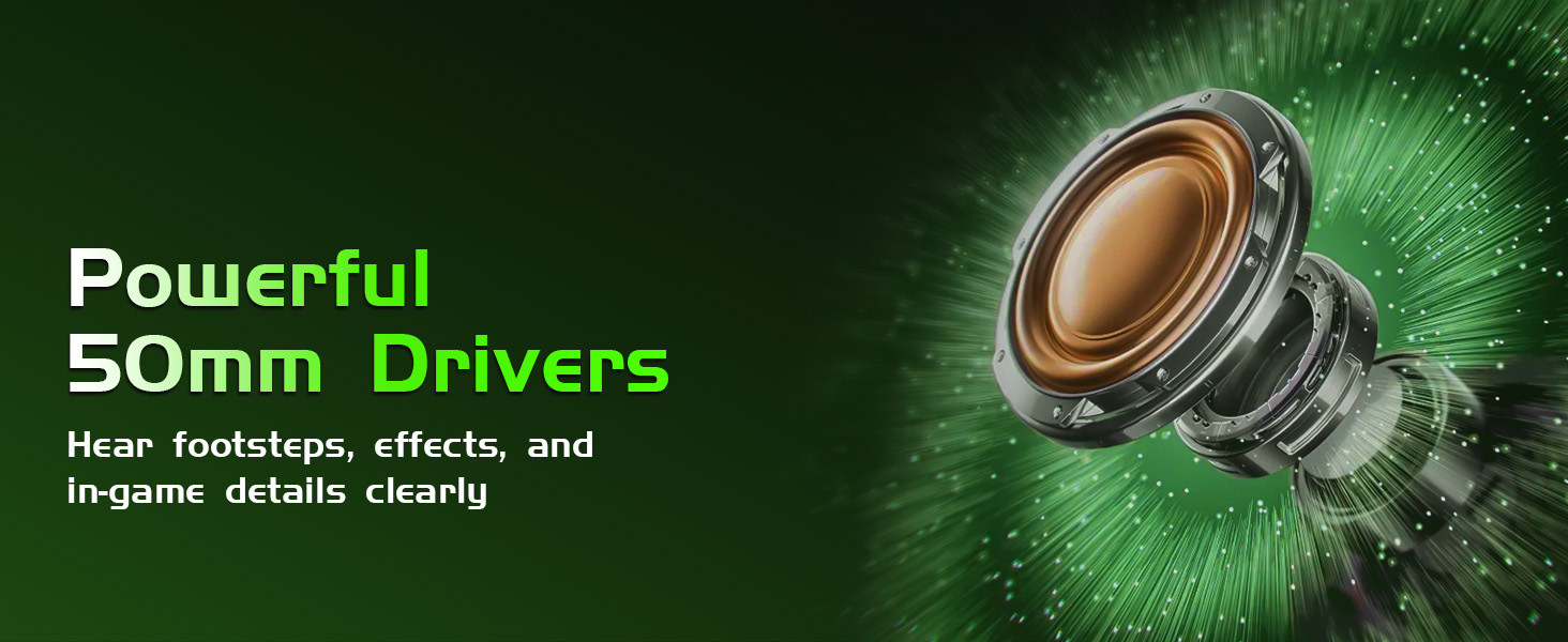 Powerful 50mm audio drivers deliver immersive stereo sound for Xbox games.