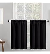 Chyhomenyc 2 Panels Small Cafe Curtains 36 Inch Length, Faux Linen Textured Half Window Curtains ...