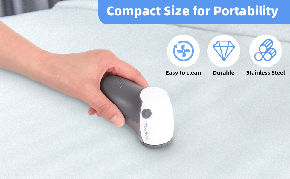 Compact fabric shaver for sweaters and coats