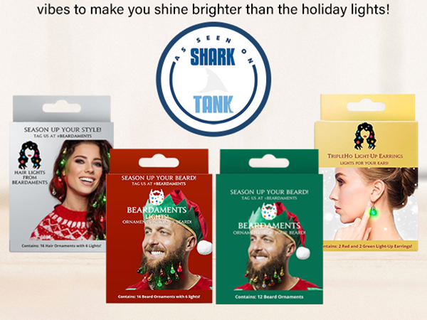 holiday Christmas beards earrings hair ornament lights decoration parties