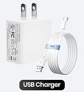 UL 5V 2A 10W USB Portable Wall Charger with 10FT/3M USB C Cable, AC DC Adapter Universal Travel P...