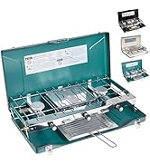 FineFlame Camping Stove 3 Burner 20400 BTU Propane Portable Stove with Regulator, Toast Tray, Win...