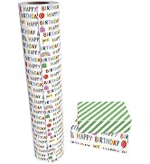 WRAPAHOLIC Reversible Birthday Wrapping Paper - 30 Inch X 100 Feet Jumbo Roll Colorful Happy Birt...