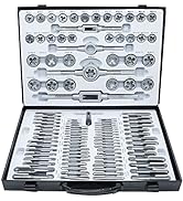 GMTOOLS 110PCS Tap and Die Set, Metric Size Standard Threading Tool Set M2-M18 with Adjustable Ha...