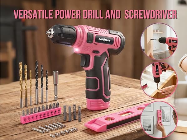 Hi-Spec 8V USB Power Drill Driver and Drill Bit Set