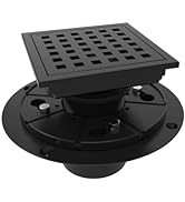 WEBANG 4 Inch Square Shower Floor Drain with Flange,Quadrato Pattern Grate Removable,Food-Grade S...