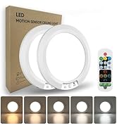 APCENS Wireless Motion Sensor Ceiling Light, 7.5" Ultra-Thin 8000mAh Rechargeable, 450 Lumen, 5 C...
