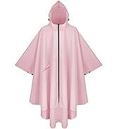 PTEROMY Hooded Rain Poncho for Adult with Zipper, Waterproof Lightweight Unisex Raincoat for Men ...