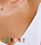 FUNEIA Diamond Necklaces for Women 14K Gold Plated Emerald Birthstone Necklace for Women Mothers ...