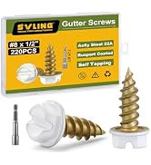 SVLING #8 x 1/2" Self Tapping Gutter Screws, 220PCS White Painted Slotted Hex Head Sheet Metal Sc...