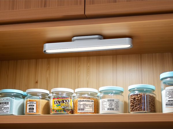 a kitchen light that is on.