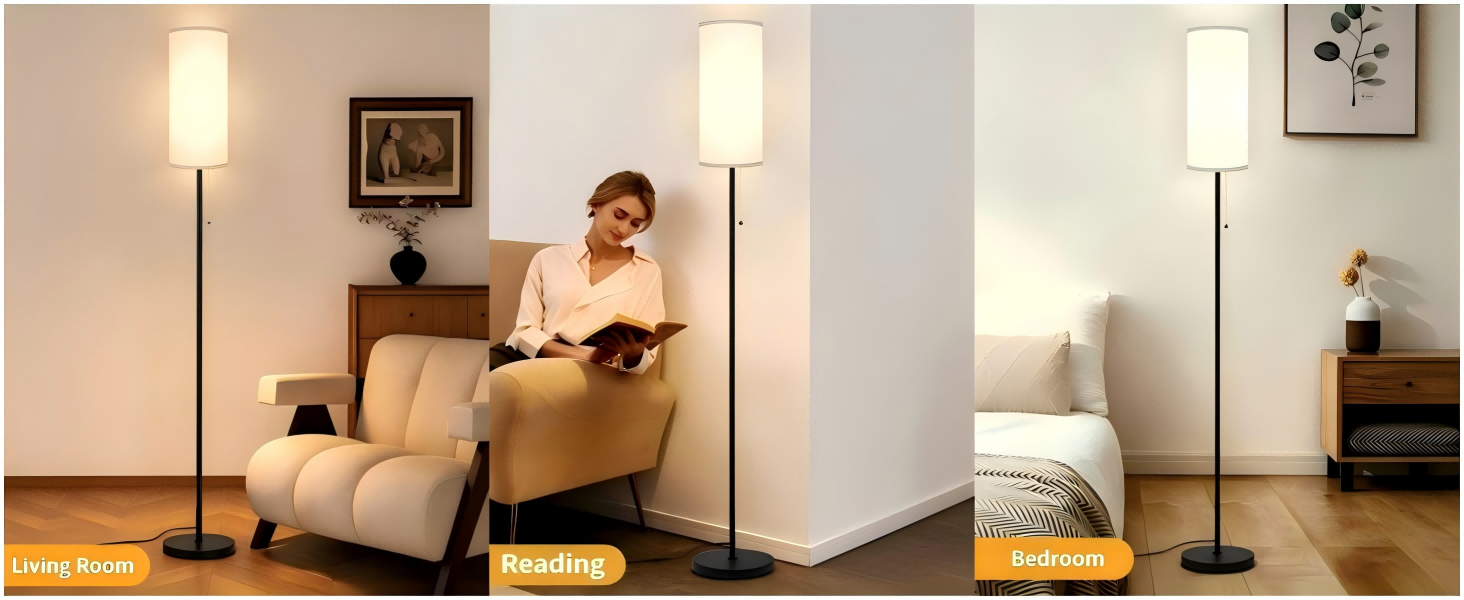 Floor Lamp Living Room Modern Standing Lamps Lampshade Minimalist Tall Lamp Chain Switch