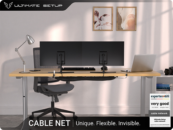 Cable management net under desk