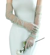 YAEISM Mint Green Mesh Gloves Long Sheer Gloves Elbow Length Tulle Tea Party Opera Gloves Elegant...