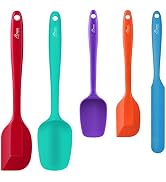 HOTEC Food Grade Silicone Rubber Spatula Set for Baking, Cooking, and Mixing High Heat Resistant ...