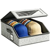 ALSLEA Large Hat Organizer for Baseball Caps, Sturdy Hat Storage Box for Closet, Stackable Clear ...