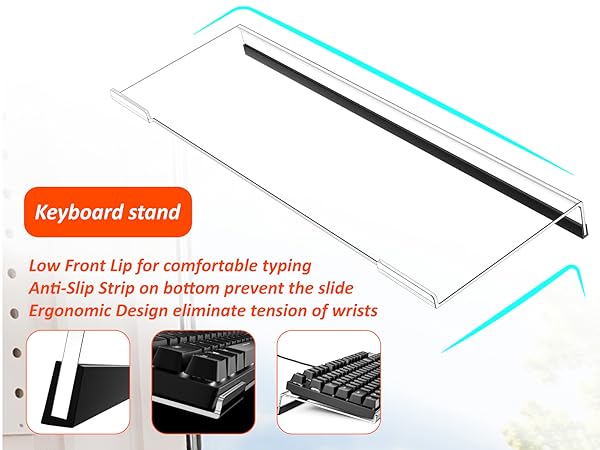Egchi Acrylic Computer Keyboard Stand for Desk