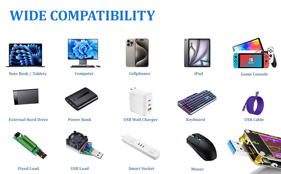 wide compatibiliy of usb tester
