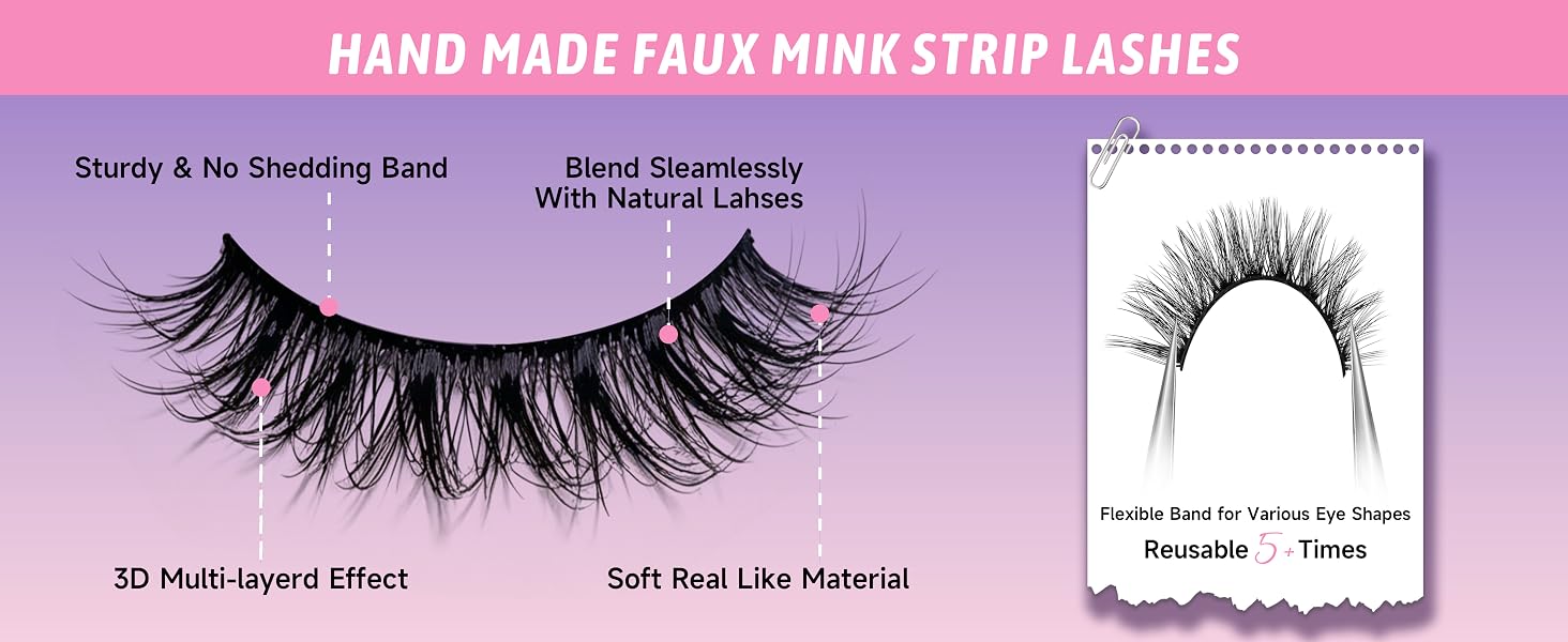 faux mink lash strips reusable