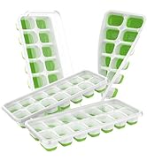 ChefAide Ice Cube Tray with Lid, 4 Pack Durable Stackable Ice Cube Trays for Freezer with Removab...