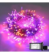 ILLUMINEW Halloween Decorations 300 LED String Lights Plug-in, 8 Modes 108ft Orange Purple Hallow...