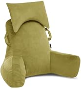 Unisakey Portable Reading Pillows with Headrest for Bed Sitting Up(Pale Green Oeko-Tex), Velvet B...
