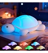 Turtle Night Light, Sea Turtle Gifts, Cute Soft Silicone Squishy LED Lamp with 7 RGB Colors , Dim...