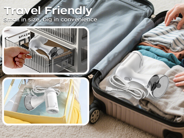 White travel garment steamer