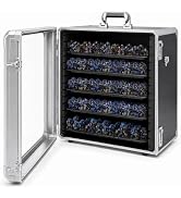 Miniature Carrying Case for Wargame Figures, Mini Display Case, Large | Aluminum Alloy, 5 Metal T...