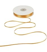 HUIHUANG 1/8 inch Ribbon X 100 Yards Roll Satin Thin Gold Ribbon Double Face Craft Ribbon for Cra...