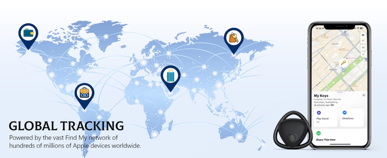 Powered by the vast Find My network of hundreds of millions of Apple devices worldwide.