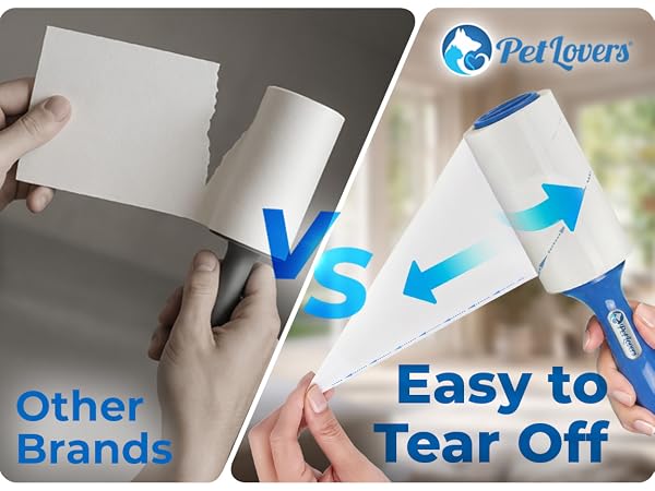Easy-tear spiral lint roller sheets