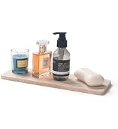 Edgeless Travertine Bathroom Vanity Tray, Decorative Rectangular Marble Tray for Countertop, Dres...