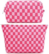 Travel Makeup Bag, Checkered Cosmetic Bag Make Up Organizer Case for Women, Small Toiletry Bag Sk...