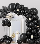 Voircoloria 130pcs Black Balloons Different Sizes 18
