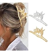 Brinie Bamboo Hair Claw Gold Hair Clips Large Hair Claw Barrette Metal Alloy Hair Styling Clips S...